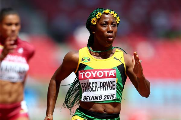 Shelly-Ann Fraser-Pryce, of Jamaica, in the women's 100m heats during day two of the IAAF World Championships, Beijing 2015 at Beijing National Stadium on August 23, 2015 (Getty Images)