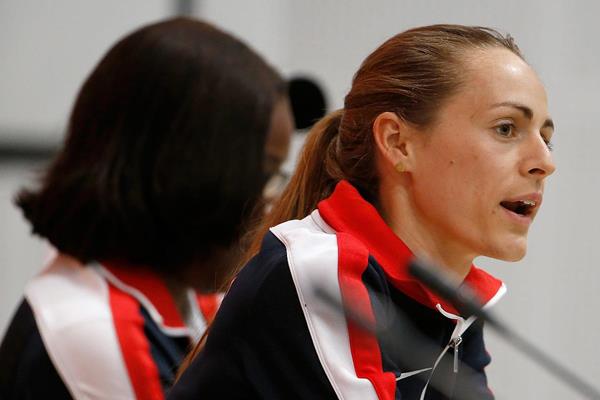 Jenny Simpson at the US team press conference ahead of the IAAF World Championships, Beijing 2015 (Getty Images)