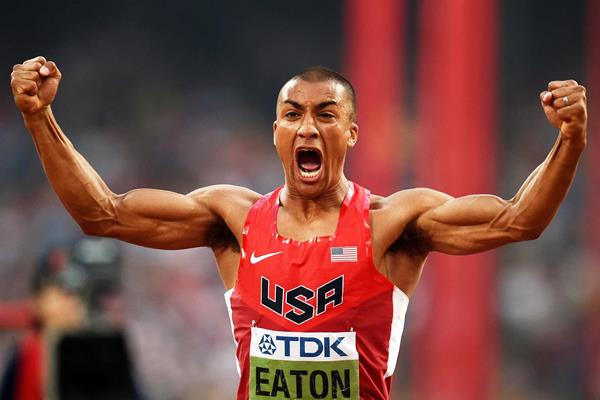 Ashton Eaton in the decathlon at the IAAF World Championships, Beijing 2015 (AFP / Getty Images)