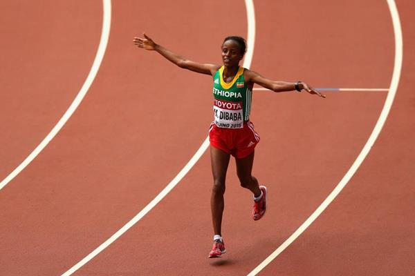 Marathon winner Mare Dibaba at the IAAF World Chamionships, Beijing 2015 (Getty Images)