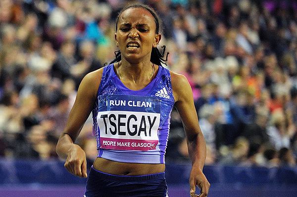Gudaf Tsegay in the 1500m at the IAAF World Indoor Tour meeting in Glasgow (AFP / Getty Images)