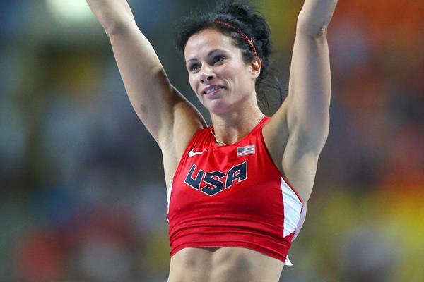 USA's Jenn Suhr at the 2013 IAAF World Championships in Moscow (Getty Images)
