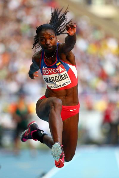 Caterine Ibarguen in the womens Triple Jump at the IAAF World Athletics Championships Moscow 2013 (Getty Images)