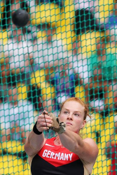 Germany's Betty Heidler in the hammer at the IAAF World Championships (Getty Images)