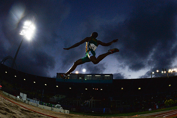 Ruswahl Samaai in the long jump at the African Championships (Roger Sedres)
