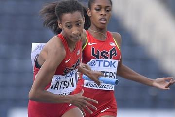 Sammy Watson of the USA in the 4x400m at the IAAF World U20 Championships Bydgoszcz 2016 (Getty Images)