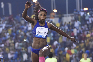 Caterine Ibarguen at the 2016 IAAF Diamond League meeting in Doha (Hasse Sjogren)