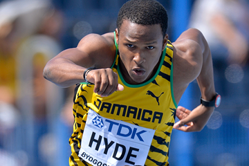 Jaheel Hyde in the 400m hurdles at the IAAF World U20 Championships Bydgoszcz 2016 (Getty Images)