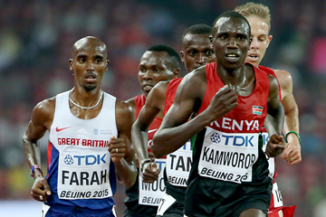 Geoffrey Kamworor and Mo Farah at the IAAF World Championships Beijing 2015 (Getty Images)