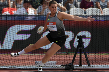 Sandra Perkovic, winner of the discus at the IAAF Diamond League meeting in London (Kirby Lee)