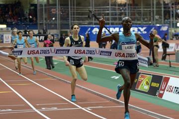 Bernard Lagat breaks US 2000m record at the 2014 Millrose Games (Kirby Lee)