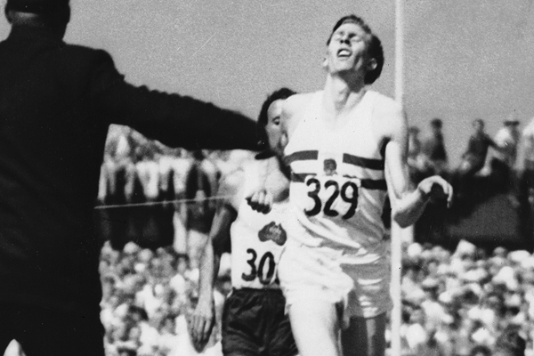 Roger Bannister wins the mile at the 1954 Commonwealth Games in Vancouver (Getty Images)