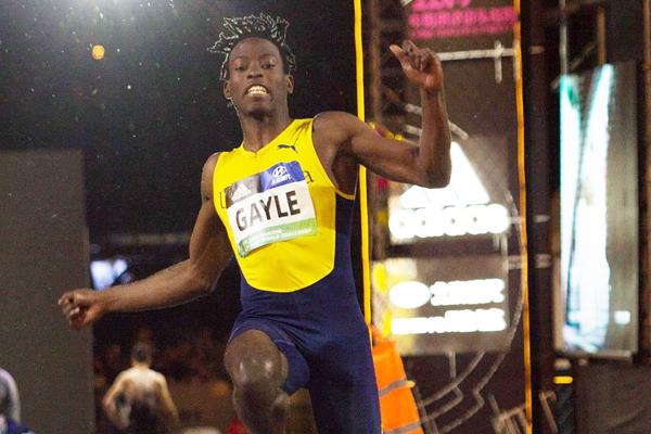 Tajay Gayle sails to a long jump win in Nanjing (Bob Ramsak)