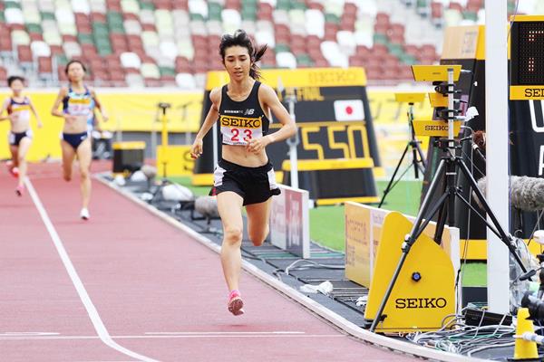 Nozomi Tanaka wins the 1500m at the Seiko Golden Grand Prix in Tokyo (JAAF)