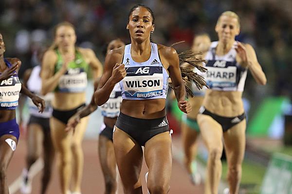 Ajee Wilson on the way to the Diamond League 800m title in Brussels (Giancarlo Colombo)