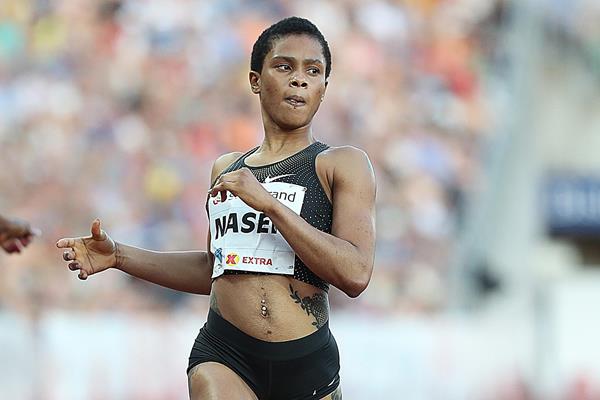 Salwa Eid Naser winning the 400m in Oslo (Giancarlo Colombo)