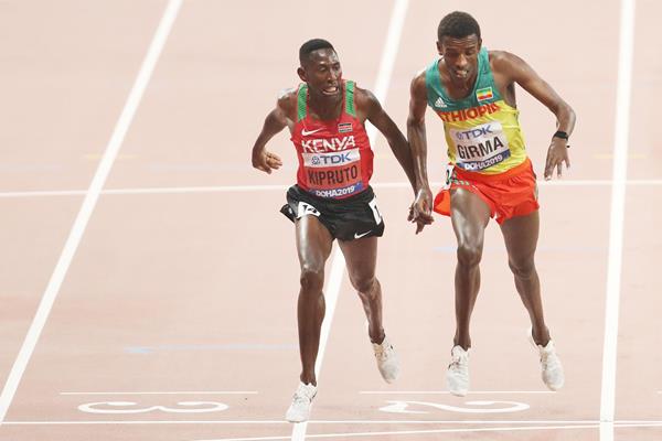 What a finish! Kenya's Conseslus Kipruto takes the world title on 0.01 at the IAAF World Championships Doha 2019 (Getty Images)