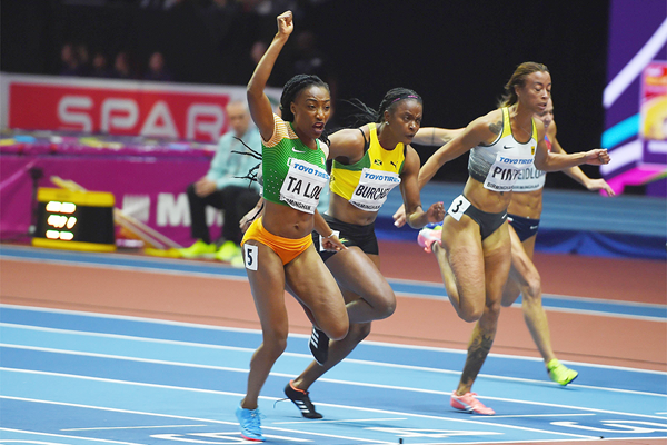 Marie-Josee Ta Lou in the 60m at the IAAF World Indoor Championships Birmingham 2018 (Getty Images)