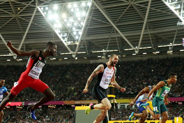 Jereem Richards, Ramil Guliyev and Wayde van Niekerk in the 200m final (Getty Images)
