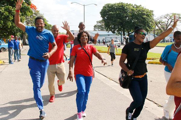Cuban athletics greats Javier Sotomayor, Anier Garcia, Ana Quirot and Yipsi Moreno at the IAAF Run 24:1 event in Havana (organisers)