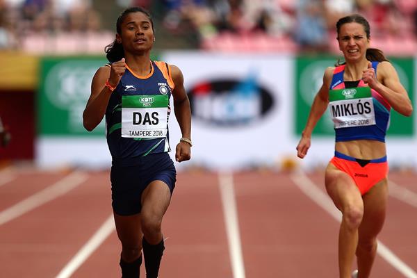 Hima Das in the 400m at the IAAF World U20 Championships Tampere 2018 (Getty Images)