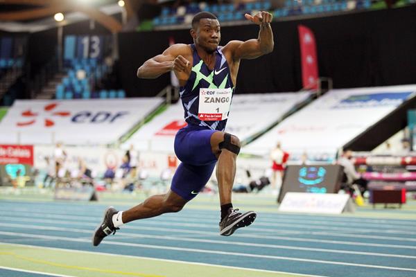 Triple jump winner Hugues Fabrice Zango at the World Athletics Indoor Tour meeting in Lievin (Jean-Pierre Durand)