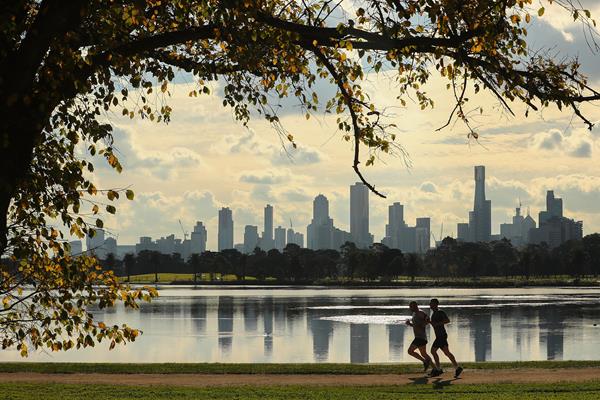 Runners jog around Albert Park Lake in Melbourne (Getty Images)