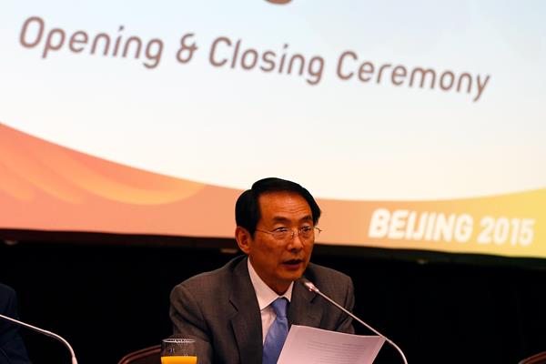 Chinese Athletics Federation vice president Chunde Shen delivers progress report to IAAF Council (Getty Images)