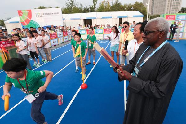 IAAF president Lamine Diack at the IAAF Kids' Athletics event in Nanjing (Getty Images)