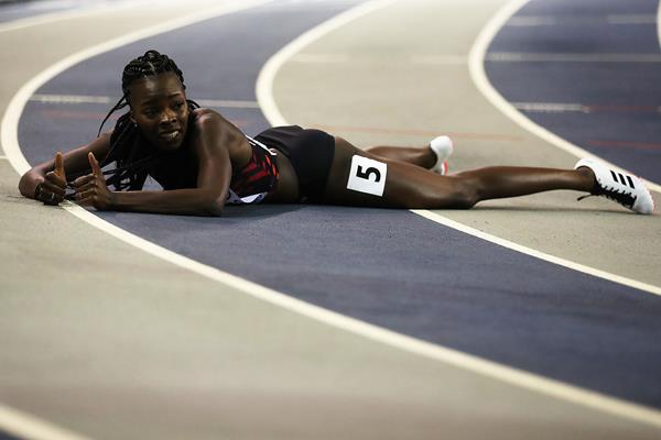 Cynthia Bolingo after her runner-up finish at the 2019 European Indoor Championships (Getty Images)