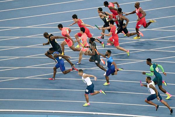 Action from the men's 4x100m at the Olympic Games (Getty Images)