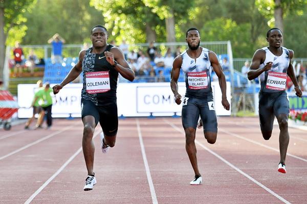 Christian Coleman wins the 200m in Szekesfehervar (AFP / Getty Images)