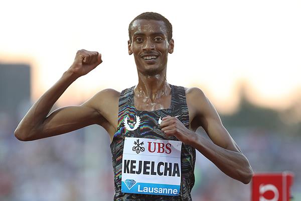 Yomif Kejelcha prevails in the 5000m at the IAAF Diamond League meeting in Lausanne (Giancarlo Colombo)