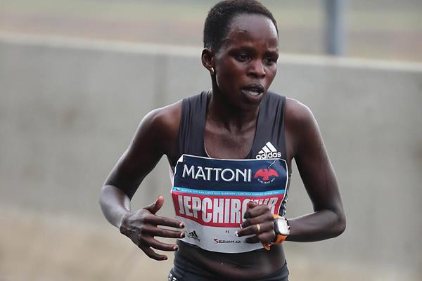 Peres Jepchirchir on the way to victory at the Usti nad Labem Half Marathon (Giancarlo Colombo/organisers)