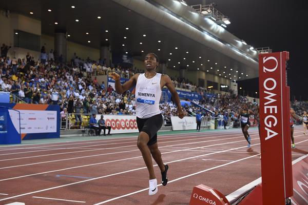 Caster Semenya goes sub-four in the 1500m at the IAAF Diamond League meeting in Doha (Hasse Sjogren)