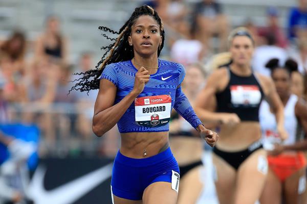 Erica Bougard in the heptathlon 800m at the US Championships (Getty Images)