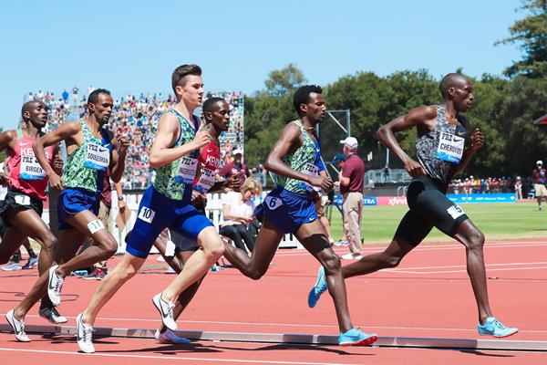 Timothy Cheruiyot on his way to winning the mile at the IAAF Diamond League meeting in Stanford (Victah Sailer)