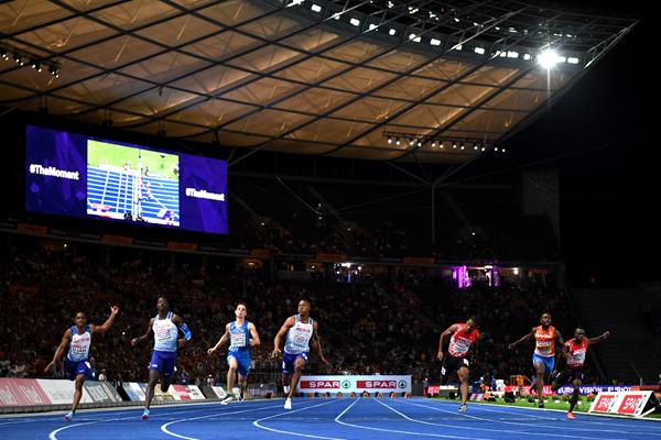 Zharnel Hughes wins the 100m at the European Championships in Berlin (Getty Images)