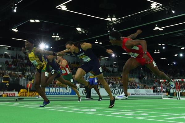 Omar McLeod wins the 60m hurdles at the IAAF World Indoor Championships Portland 2016 (Getty Images)
