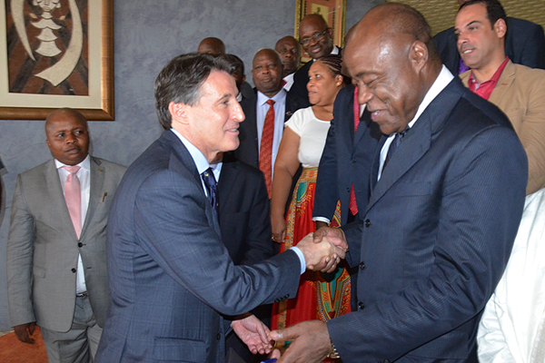 IAAF President Seb Coe and Minister of Sports and Physical Education Pierre Ismael Bidoung Mkpatt at the CAA Council Meeting (CAA)