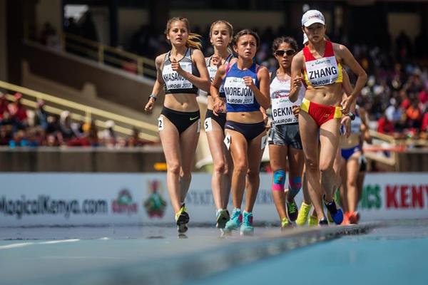 Glenda Morejon leads the girls' 5000m race walk at the IAAF World U18 Championships Nairobi 2017 (Getty Images)