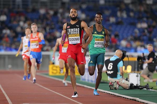 Machel Cedenio of Trinidad and Tobago in the men's 4x400m at the IAAF World Relays Yokohama 2019 (Roger Sedres)