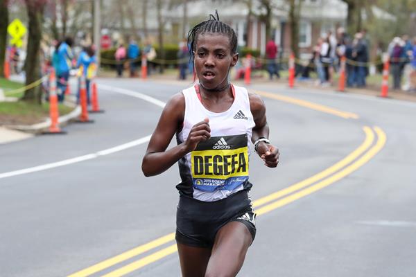 On her own: Worknesh Degefa in Boston (Victah Sailer)