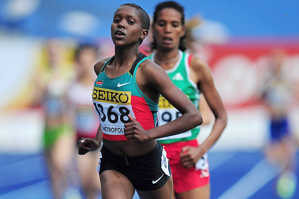 Faith Kipyegon of Kenya in the girls' 1500m at the 2011 IAAF World Youth Championships in Lille (Getty Images)