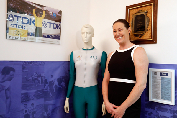 Jana Pittman win her bodysuit worn at the 2000 Olympic Games (Getty Images)