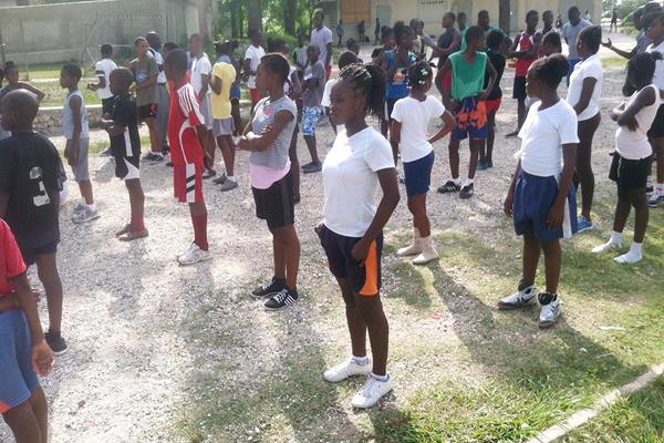 Students at the athletics camp in Haiti (NFP Foundation)