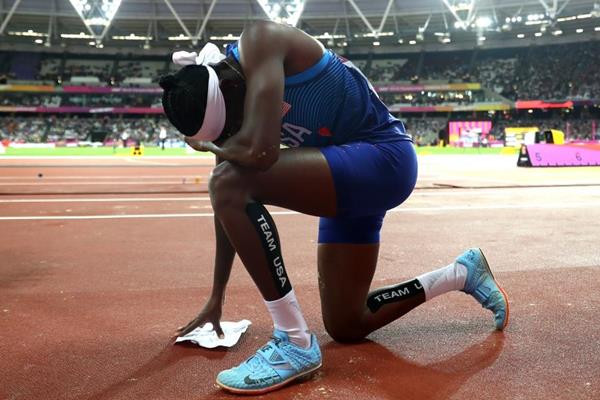 Brittney Reese after winning the long jump at the IAAF World Championships London 2017 (Getty Images)