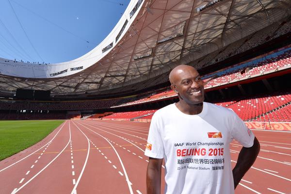 Allen Johnson in Beijing's Bird's Nest stadium (IAAF World Championships, Beijing 2015 LOC)