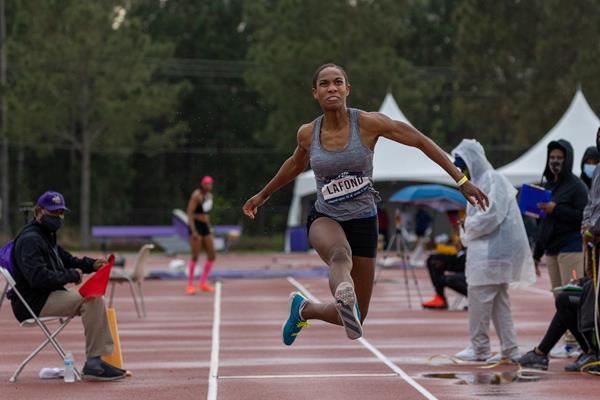 Thea LaFond at the 2021 USATF Sprint Summit (Josh Gurnick/USATF)