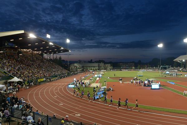 Hayward Field, the venue of the 2015 IAAF Diamond League meeting in Eugene (Kirby Lee)